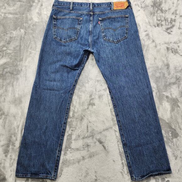 Vintage Levi's 501 Jeans Mens W40 L30.5* Blue Distressed Button Fly Straight Leg - Picture 3 of 14